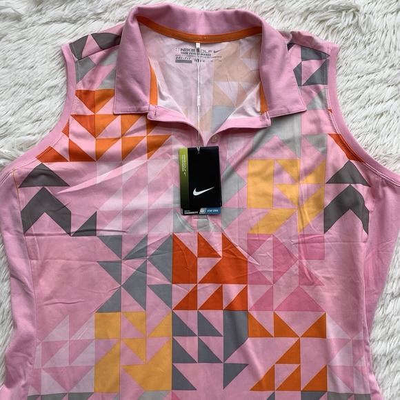 NWT Nike Women's XL Dry Victory Prism Print Sleeveless Golf Polo Collared - Picture 1 of 9
